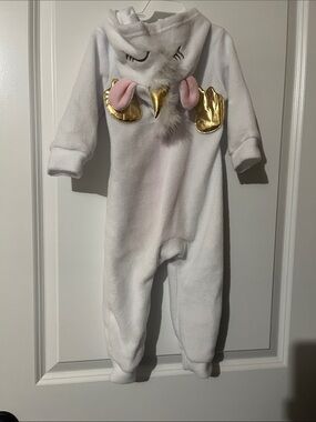 Unicorn Baby One-Piece with Gold Horn & Pink Ear Accents